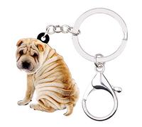 WEVENI Portachiavi in acrilico Shar Pei a forma di cane, gioiello per donne e ragazze, accessorio per borsa, idea regalo (beige)