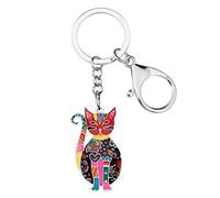 WEVENI Portachiavi in lega elegante con gatto, accessorio per donne e ragazze, Multicolore, 42mm x 25mm