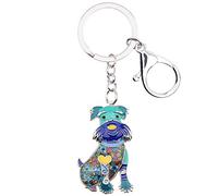 WEVENI Portachiavi in lega smaltata con ciondolo a forma di cane, idea regalo per donne e ragazze, Blu, 42mm x 28mm