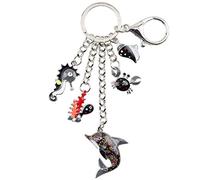 WEVENI, portachiavi in lega smaltata con granchio, delfino, portachiavi oceanico per donne, ragazze, borsa per auto