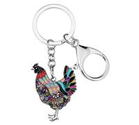 WEVENI - Portachiavi in lega smaltata con strass di pollo e gallina, per donne e ragazze, colore: nero, nero