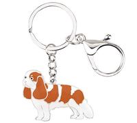 WEVENI - Portachiavi in metallo smaltato a forma di cane Cavalier King Charles Spaniel