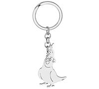WEVENI Portachiavi Pappagallo Uccello Acciaio Inox Colibrì Portachiavi Cacatua Anelli Ciondoli per Donna e Ragazze (Pappagallo Grigio Per Pappagalli)