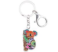 WEVENI Simpatico portachiavi in lega con koala australiano e ciondoli, gioielli per donne e ragazze per borsa, auto, portafoglio, Multicolore, 39mm x 26mm