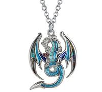 WEVENI Smalto Fantasia Drago Collana Ciondolo Dinosauro Draghi Catena Per Donna Ragazza Charms Drago Gioielli Moda Regalo (Oceano)
