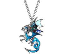 WEVENI Smalto Fantasia Drago Collana Ciondolo Dinosauro Draghi Catena Per Donna Ragazza Charms Drago Gioielli Moda Regalo (Marina)