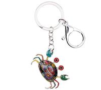 WEVENI Smalto Granchio Portachiavi Animali Moda Oceano Granchio Gioielli per Le Donna Borsa Borsa Fascino Portachiavi Accessori (Fiorito)