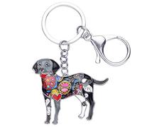WEVENI Smalto Labrador Portachiavi Cane Portachiave Animali Accessori Gioielli Auto Portafoglio Charms Per Donna Ragazza (Nero)