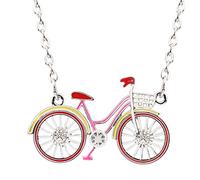 WEVENI Smalto Lega Bicicletta Collana Bicicletta Ciondolo Catena Gioielli Unici Regali per Le Donna Bambina Ragazza Signore (Rosso)