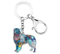 WEVENI Smalto Lega Cane Pastore Australiano Portachiavi Carino Animale Domestico Regalo per Le Donna Ragazze Borsa Auto Borsa (Blu)
