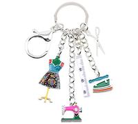 WEVENI Smalto Macchina Da Cucire Portachiavi Forbici Righello Ferro Da Stiro Gioielli Portachiave Auto Charms Donna Ragazza Regalo (Multicolore)