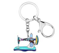 WEVENI Smalto Macchina Da Cucire Portachiavi Gioielli Regalo per Gli Appassionati di Cucito Signore Donna Borsa Auto Cucito Accessori Charms (Blu)