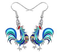 WEVENI Smalto Pollo Orecchini Fattoria Carino Gallo Gioielli per Le Donna Bambina Signore Regalo di Pollo (Blu)