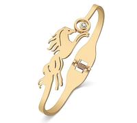 WEVENI Unicorno Cavallo Gioielli Regali per Ragazza Bracciale Unicorno Carino Bracciale Unicorno In Acciaio Inox Charms per Le Signore Teens Friends (Cavallo Oro)