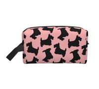 WEVFGHI Modello Scottish Terrier rosa nero, Borsa per il trucco Borsa per cosmetici Borsa da viaggio portatile da viaggio Borsa per trucco Organizer