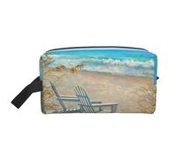 WEVFGHI Scena della spiaggia con sedie stampate, Borsa per il trucco Borsa per cosmetici Borsa da viaggio portatile da viaggio Borsa per trucco Organizer