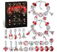 WEVOL Calendario Avvento 2025 Gioielli Bambina Donna, Calendario Avvento Bracciale Bambini Kinder Fai da Te, Braccialetti Regalini Sorprese Regalo di Natale per Ragazza Donna