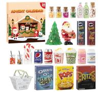 WEVOL Calendario Avvento 2025 Miniature Natalizie Bambini, 24 Pezzi Accessori Casa delle Bambole Cibo e Bevande Set, Mini Calendari Avvento Giocattolo Regalini Oggetti per dai 3 Anni Kinder