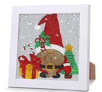 WEVOL Diamond Painting Kit Completo Natale, Pittura Diamante Gnomo con Cornice per Bambini e Adulti, Painting Diamond Kit 5D Regalo di Natale Artistico per Decorazione da Parete e Tavolo 18 x 18 cm