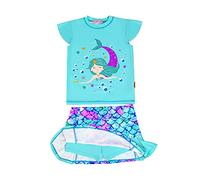 WeVSwe Costume da bagno da bambina, due pezzi, costume da bagno per bambini, costume da bagno estivo da spiaggia UPF50+ Sirena verde. 5-6 Anni