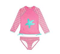 weVSwe Costume da Bagno per Ragazze 2 Pezzi Rash Guard per Bambini Costumi da Bagno A Maniche Lunghe UPF 50+ Protezione Aqua Bow-Knot Starfish 10 Anni