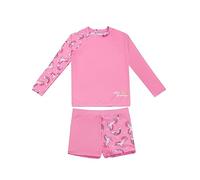 weVSwe Girls Costume da Bagno Demode Boxer A Maniche Lunghe per Bambini UPF 50+ Protezione UV Rash Guard Due Pezzi Arcobaleno Nodo Arco Unicorno Rosa 12 Anni