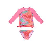 weVSwe Ragazze 2 Pezzi Costume da Bagno UPF 50+ Manica Lunga UV Bambino Rash Guard Costumi da Bagno Protezione Solare Squame di Pesce Rosa 3-4 Anni