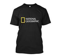 WEW National Geographic Logo Short Sleeve Men's Black T-Shirt Size S To 3XL