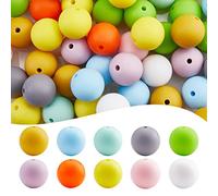 WEWAYSMILE 100 pezzo 15 mm Perline in Silicone, Silicone Perline Rtonde, Perline di Silicone Rotonde, per Gioielli Artigianato Collana Braccialetto Ghirlanda (10 stili)