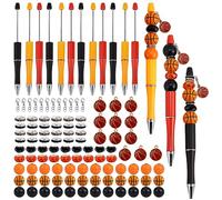 WEWAYSMILE 12 Bastoncini Penna con Perline in Plastica,Penna a Sfera Fai Da Te,Buono per Forniture Scolastiche Ufficio Set Regalo Penna Perline(Pallacanestro)