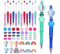 WEWAYSMILE 12 penna A Sfera Con Perline Plastica, Perline Per Penne Perline, Penne Perlineabili Con Perline, Kit Per Forniture Per Ufficio Scolastiche Regalo Fai Da Te