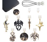 WEWAYSMILE 7 tappi antipolvere tipo C USB C antipolvere con ciondoli in lega wyvern drago stella e luna carino protezione porta di ricarica per lettore telefono accessori regali