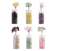 WEWAYSMILE Set di 6 mini barattoli di vetro con cristalli di pietre, albero di pietre preziose di cristallo, per la creazione di gioielli e decorazioni per la casa
