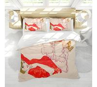 Wewoo Home Egon Schiele Biancheria Da Letto 3 Pezzi Giacca Rossa Donna Astratta Copripiumino Morbido Durevole Copripiumino 3 Pezzi Set Per Tutte Le Stagioni 210x210cm