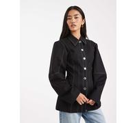 WeWoreWhat - Camicia strutturata con maniche a palloncino nera-Nero L