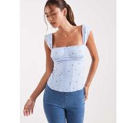 WeWoreWhat - Corsetto celeste con coppe arricciate-Rosa 36