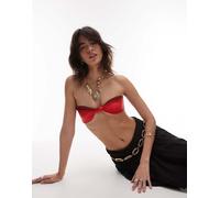 WeWoreWhat - Top bikini a fascia rosso sfumato con arricciatura S