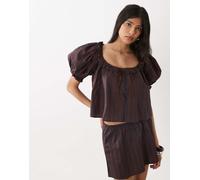 WeWoreWhat - Top blu navy con maniche a sbuffo e bottoni XL