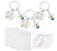 WEXFFU 3 Pezzi Regalo Addio Educatore, Regalo Educatore Addio Angelo Perlato Portachiavi, Regalo Addio Asilo, le Piccole Persone Hanno Bisogno di Cuori Grandi Come il Vostro