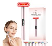 weyais Massaggiatore viso, terapia con luce rossa per viso, 7 colori LED bacchetta per terapia della luce facciale strumento massaggiatore facciale