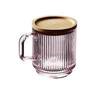 WEYIMVTO Bicchieri di Birra, Bicchiere da Pinta Personalizzato, Bicchiere da 2 Pezzi, Set di Tazze in Vetro con Coperchio, Bicchieri da Vino, Birra, Whisky, 12 Once, con Manico, Senza Piombo(Pink)