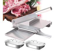 WEYIMVTO Taglierina Manuale per Carne. Coltello da Carne in Acciaio Inossidabile, Taglia Ossa for Tagliare Lo Spessore, Pulsante di Regolazione Rotante - Fetta Uniforme