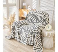 WEYOND Copridivano in Morbido Peluche, 180 x 230 cm, Grigio Scuro | Telo Copridivano Antigraffio e Antiscivolo, Universale per Divano con Braccioli, 2/3/4 Posti