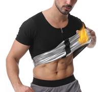Weyot Canotta Sauna Dimagrante Uomo, Maglietta Sauna Uomo, Canotta Brucia Grassi Uomo, Maglia Sauna Sudare Snellente Gilet Modellante Sauna Fitness T-Shirt Tuta per Sudare Body Shaper, L/XL,Silver