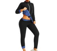 Weyot Tuta Sauna Dimagrante Donna, Tuta per Sudare Donna Dimagrire - Sauna Giacca + Pantaloni, Sauna Suit Donna Sportivo Effetto Sauna per Palestra Jogging Running,M,Blue
