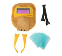 Weytoll Casco saldatore in pelle, leggero, regolabile, resistente al calore e durevole, per saldatura ad arco e saldatura a gas