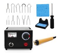 Weytoll Macchina pirografica, penna per pirografia con temperatura regolabile, set di attrezzi per legna con 10 punte per legno, pelle (#5EU)