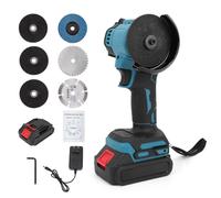 Weytoll Mini smerigliatrice angolare 21V senza fili 10.000 giri/min, strumento di rettifica elettrico a 2 batterie, tagliatrice manuale multifunzione con 7 dischi per mattoni, legno e acciaio