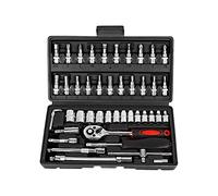 Weytoll Set di 46 chiavi a cricchetto e strumenti a bussola da 1/4 di pollice con custodia per progetti di riparazione meccanica di casa, auto, bici