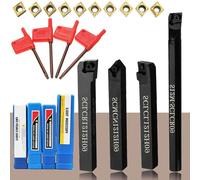 Weytoll Utensile per tornio, S12MSCLCR09+SCLCR1212H09+SCLCL1212H09+SCMCN1212H09 Barra di alesatura portautensili per tornio con gambo 4 pezzi 12MM, inserto in metallo duro 10 pezzi